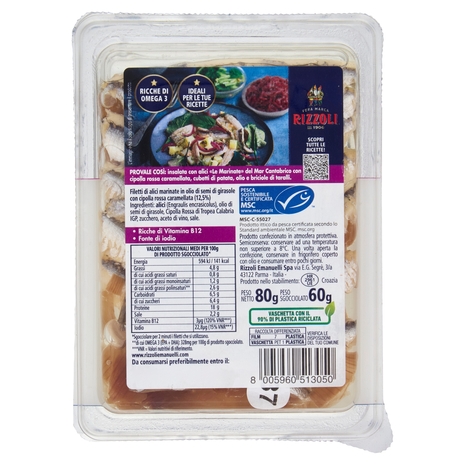 Rizzoli le Marinate del Mar del Cantabrico Filetti di Alici Caramellata 80 g